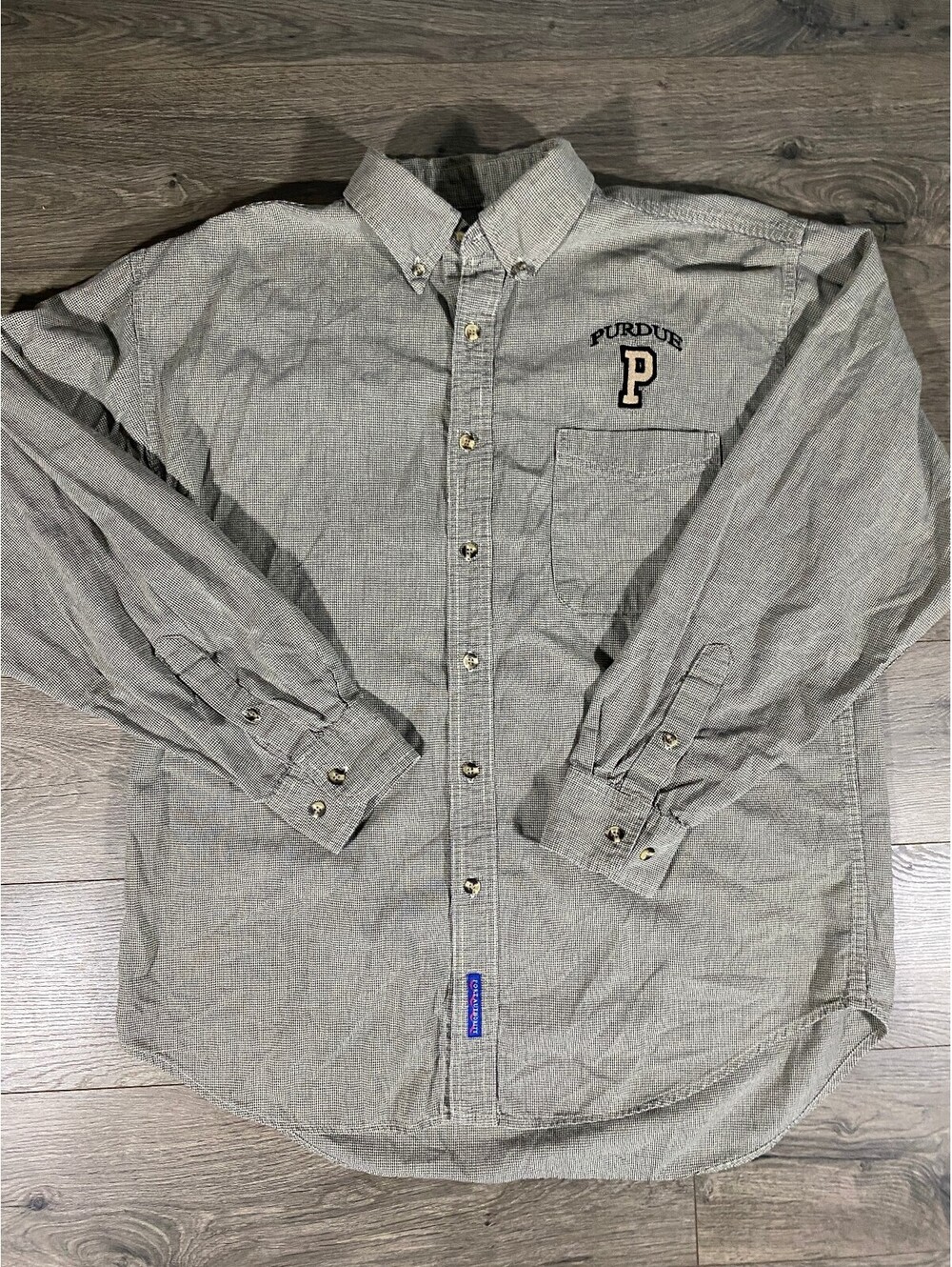 Vintage Port Authority Purdue Boilermakers Shirt Mens L Houndstooth Button Down